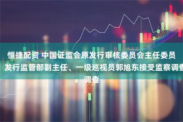 恒捷配资 中国证监会原发行审核委员会主任委员、发行监管部副主任、一级巡视员郭旭东接受监察调查